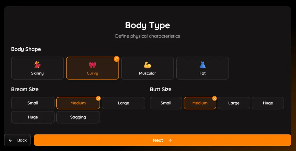 Customizing AI MyLovely AI Girlfriend Body Type