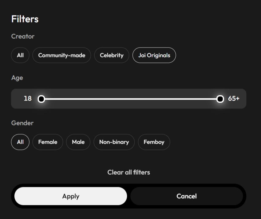 Joi AI Filters